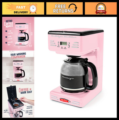 Retro 12-Cup Programmable Coffee Maker, LED Display, Auto Shut-Off, Keep Warm, P