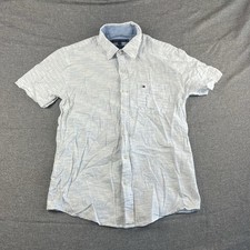 Tommy Hilfiger Shirt Mens L White Regular Fit Collar Short Sleeve Button Office