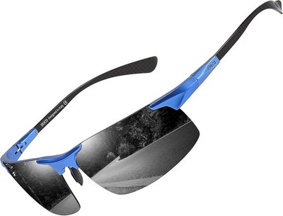 DUCO Herren Polarisierte Sonnenbrille mit Metallrahmen und Kohlefaser Brille