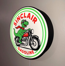 Sinclair Gasoline Dino Motorcycle Round Wall Sign W Power Cord Gas Oil