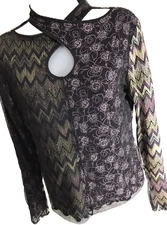 ANAC Designed by Kimi Y2K Mesh Top Fairycore Whimsygoth Artsy Flower Geo L Vtg