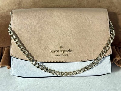 Kate Spade Carson Convertible Crossbody Bag - Two-Tone Beige/White with Chain