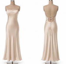 Show Me Your Mumu Dani Slip Dress Womens Small Champagne Luxe Satin Open Back
