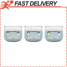 3Pcs Mainstays Beachside Linen 3 Wick Candle Blue Scented Glass Jar Fresh 11.5oz