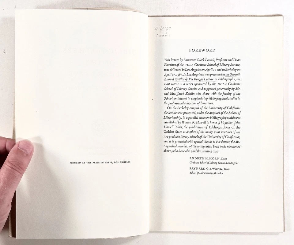 1967 Powell BIBLIOGRAPHERS OF THE GOLDEN STATE Book History SMALL PRESS Plantin - Image 4 of 4