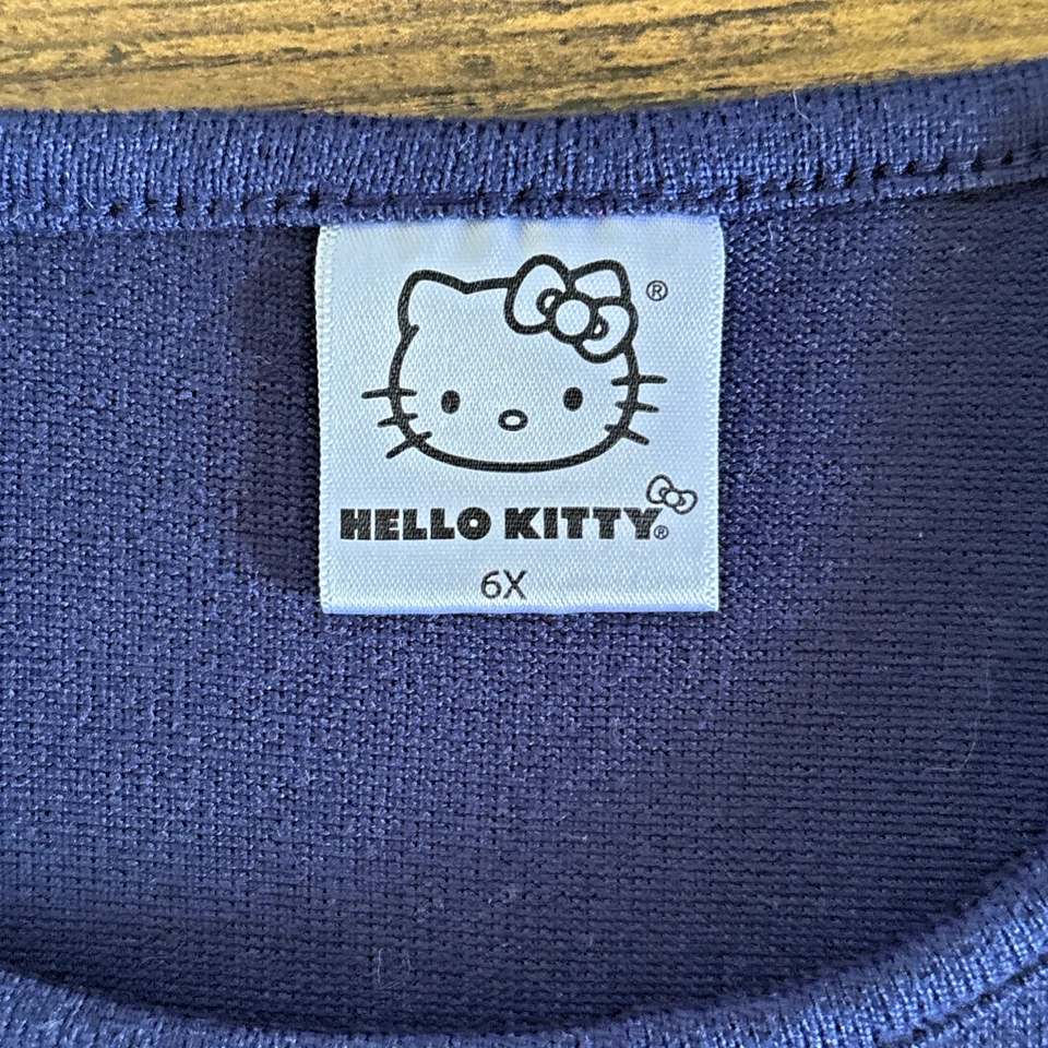 Vestido tutu azul manga comprida Hello Kitty meninas 6X saia de tule lantejoulas elásticas - Imagem 4 de 4