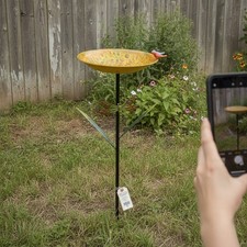 Exquisite 38" Tall Metal Bird Bath - Weatherproof  Rust Resistant Charm