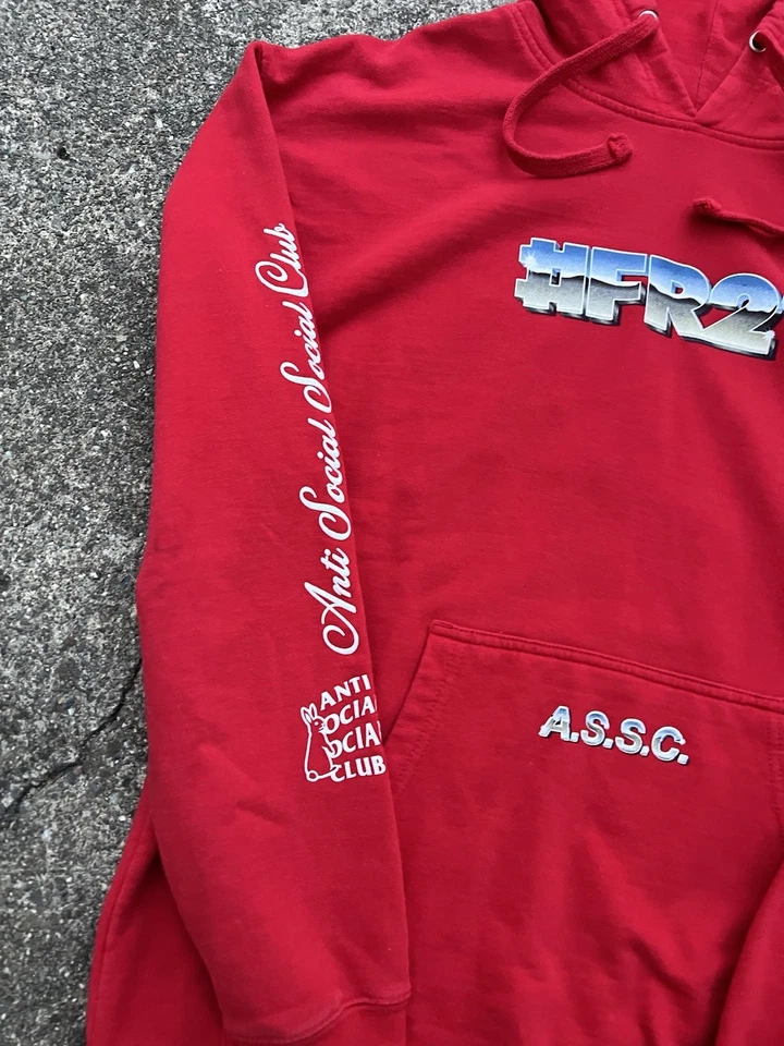 Sudadera con Capucha Anti Social Social Club FR2 x ASSC Magnetismo Raro Grande Rojo Suéter Foto 2 de 4