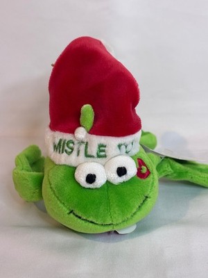 Bestever green frog plush with Santa hat