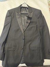 Men's Black 100 Wool Tuxedo Jacket, Regular Size Type, Regular Length 38R