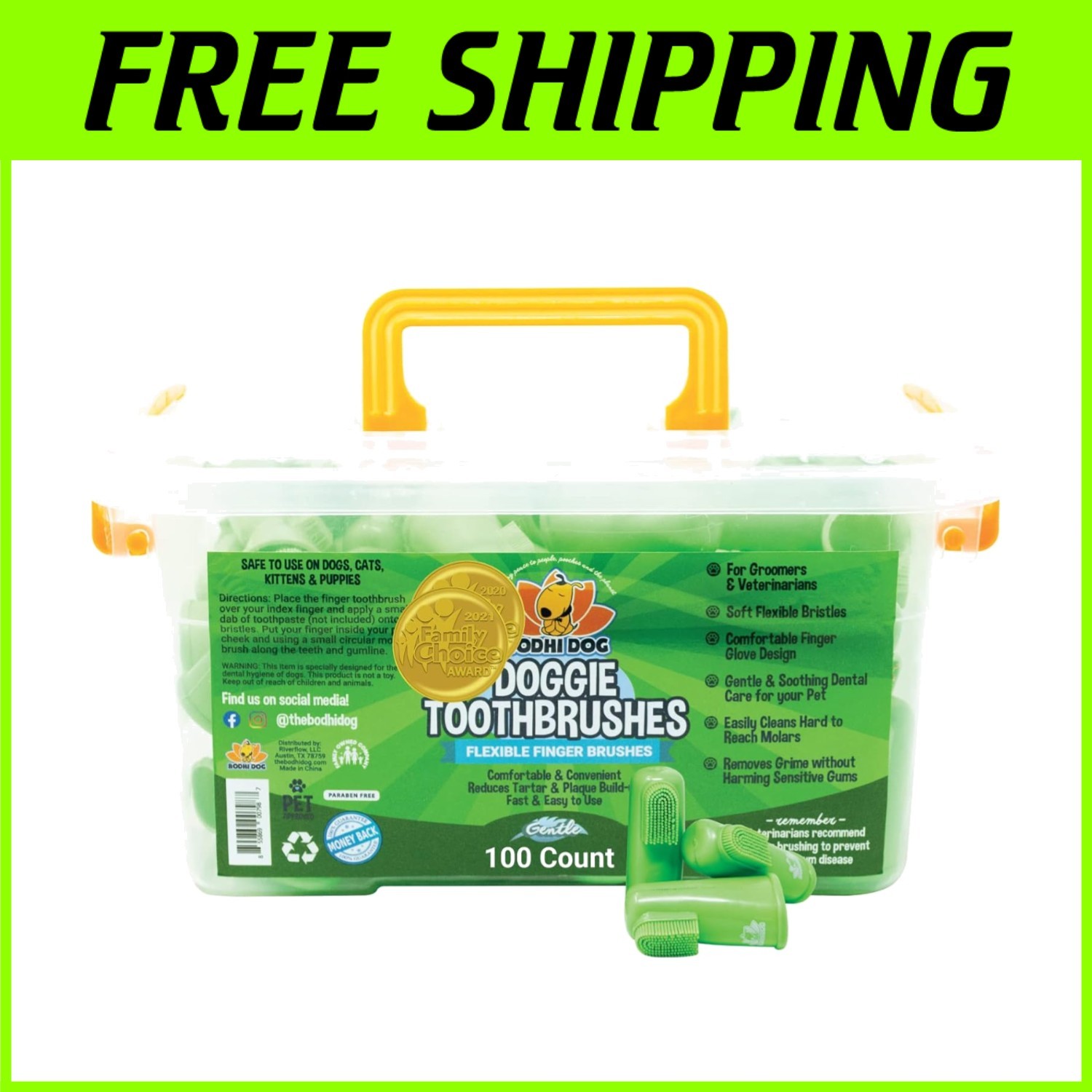 Comfortable Finger Brush for Pets - 100 Count Gentle Dental 