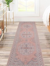 Soft  Durable 2' x 8' Washable Runner Rug - Bohemian Floral Vintage Style