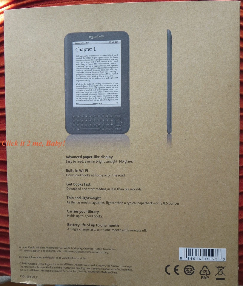 NO Ads! Amazon Kindle KEYBOARD NEW Factory SEALED! 6in FREE S&H Wi-Fi 3500 books - Image 3 of 4