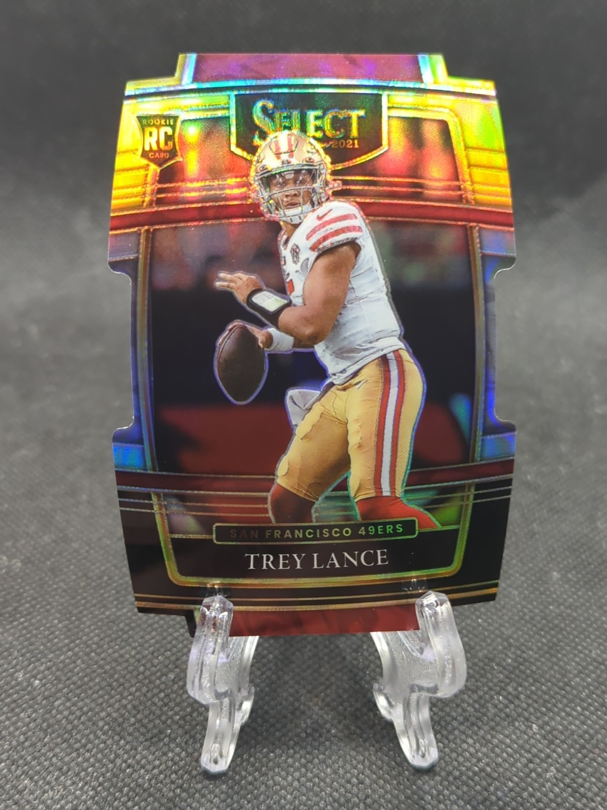 2021 Panini Select - Concourse Trey Lance #45 Red & Yellow Prizm Die-Cut (RC)