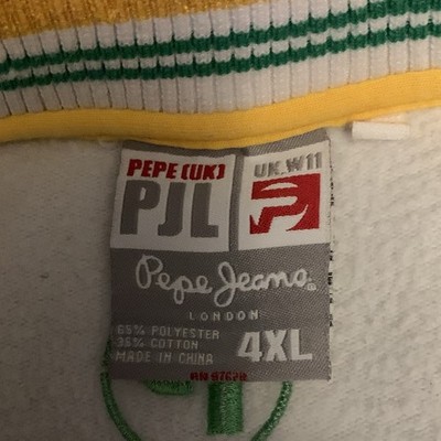 Pepe Jeans PJL Men's Full Zip Track Jacket Striped White/Green/Yellow 4XL