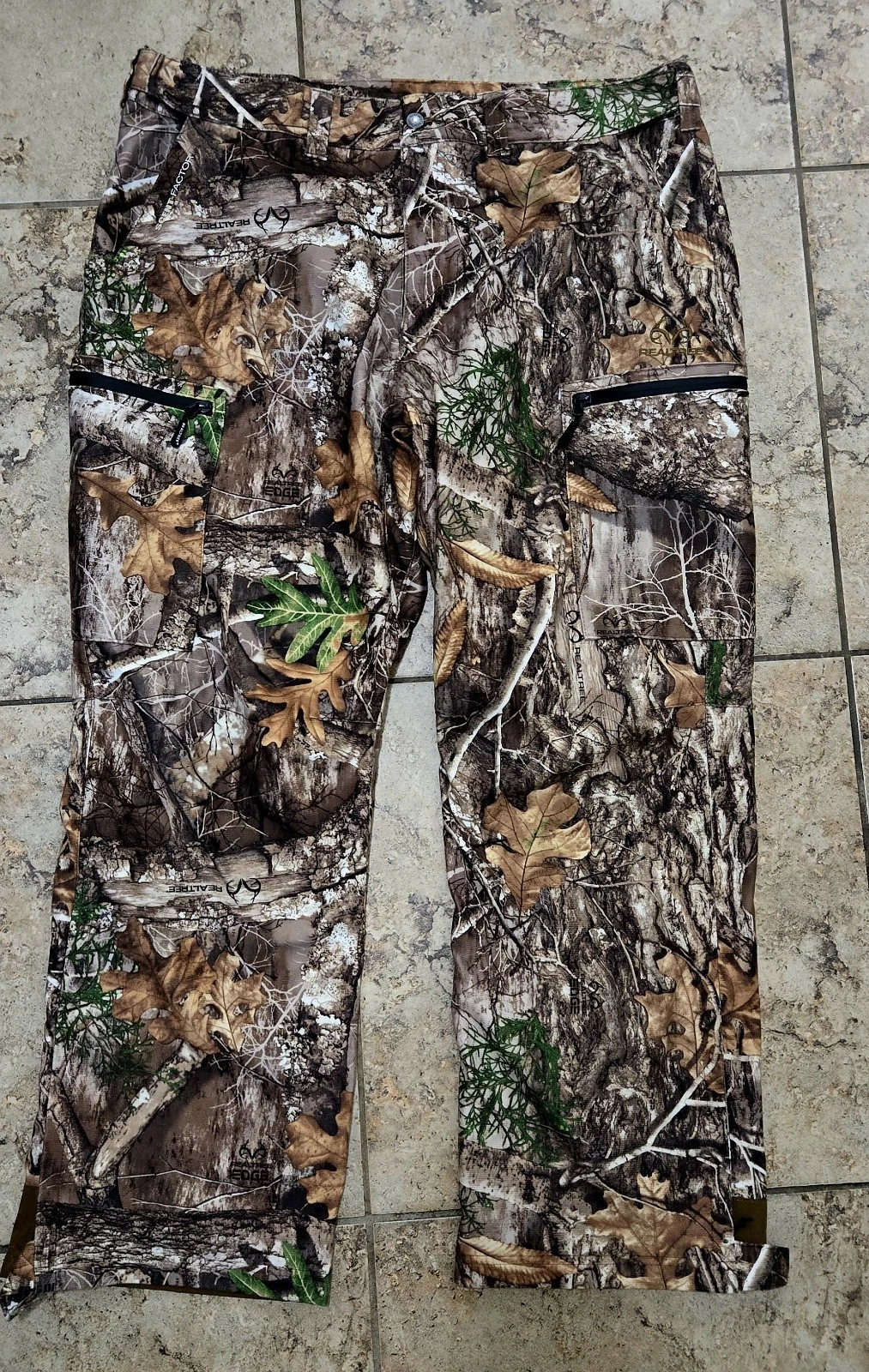 Camo Cargo Realtree Edge Pants XL Scent Factor Button Zip Leg Lined Hunting