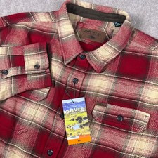 Orvis Flannel Shirt Red Plaid Long Sleeve Button Up Heavy Classic Men's XXL