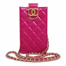 CHANEL Matelass  Coco Mark Phone Holder Shoulder Bag Fuchsia AP2981 435