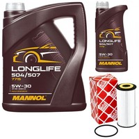 MotoröL Set Mannol 5W30 Longlife SN 6 Liter + ÖLfilter FüR Audi Seat Skoda VW