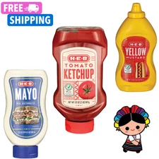 H-E-B  Real Mayonnaise 22oz, Ketchup 32 oz and Mustard 20oz  Bundle
