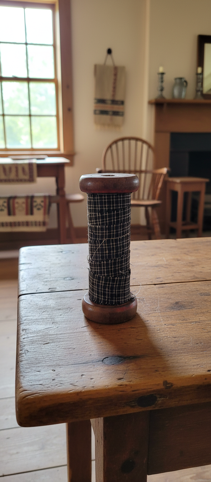 Farmhouse Primitive Vintage Wood Spools with Homespun Fabric 4 sizes ...