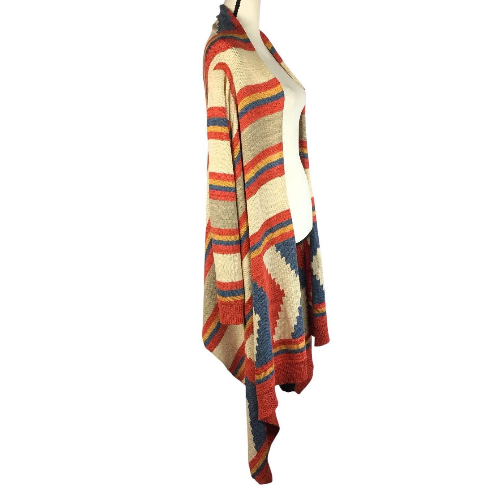 Lauren Ralph Lauren Linen Blend Open Cardigan Aztec Southwest Wrap Shawl S/M