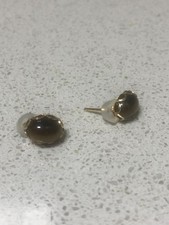 14K Yellow Gold Cats Eye Stud Earrings