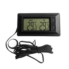 Riloer Mini Car Digital Thermometer, Fahrenheit or Celsius Meter Black