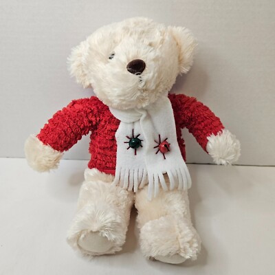 Hallmark Cream Jingle Bear Plush Holiday Stuffed Animal Toy