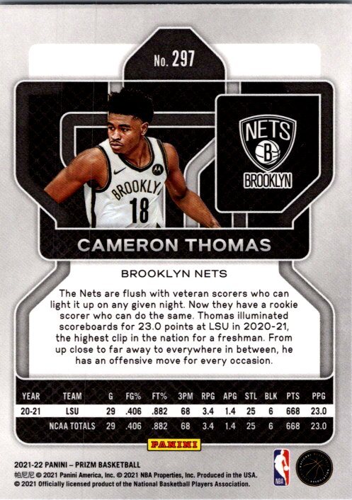 2021-22 Panini Prizm #297 Cameron Thomas | eBay