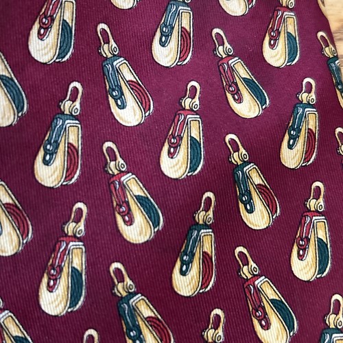 Tommy Hilfiger 100% Silk Maroon Nautical Pully Water Boat Ship - Picture 6 of 7