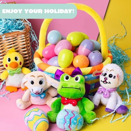 Easter Egg Basket Stuffed Plush Playset for Baby Kids Easter Theme Party Favor - Picture 4 of 6
