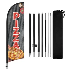 Pizza Advertising Swooper Flag Banner, Pizza Feather Flag with Flag Pole and ...