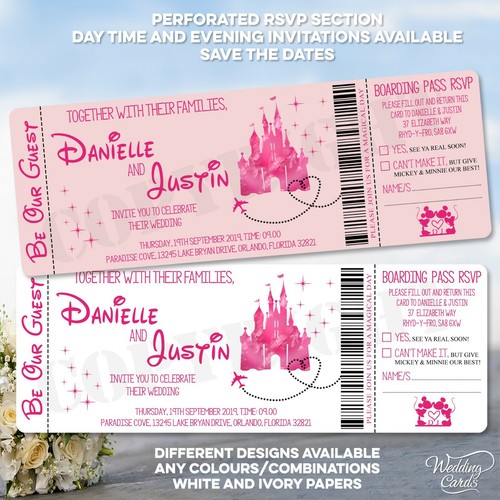Disney Wedding Invites Save The Date Magic Castle Disneyland World Mickey Minnie Ebay