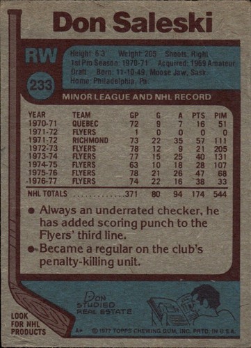 1977-78 TOPPS NHL Card Set Break #1-#264 — You Choose! Rookies, Stars & Commons - Picture 277 of 315