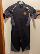 Zcco Men's Small Black Short Wetsuit Mock Neck Back Zip NWT