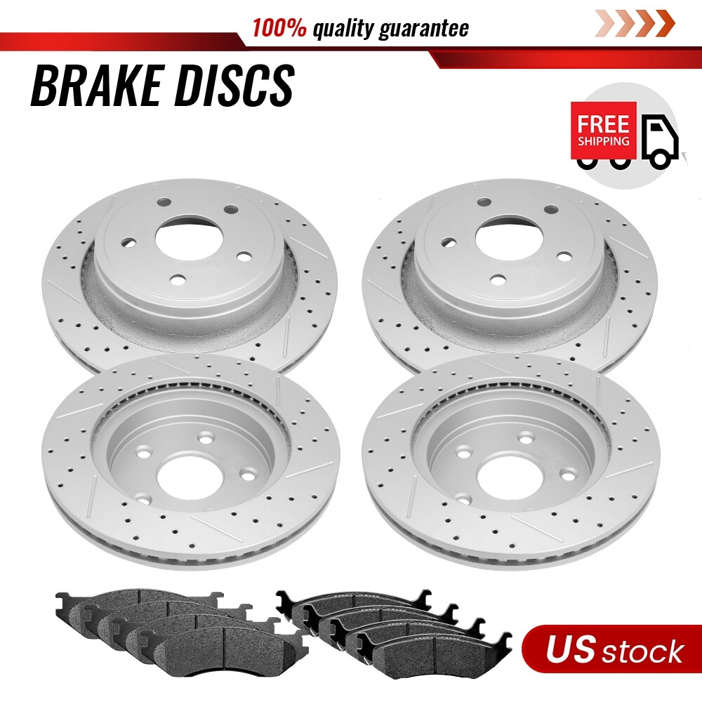 Front & Rear Drilled Rotors + Ceramic Brake Pads for Dodge RAM 1500 Durango