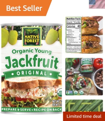 Plant-Based Organic Young Jackfruit - Ideal for  Recipes, 14 Oz Pack of 6