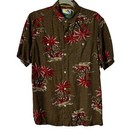 Tommy Bahama Shirt Mens Small Silk Camp Shirt Red Palm Trees Island Modern Fit