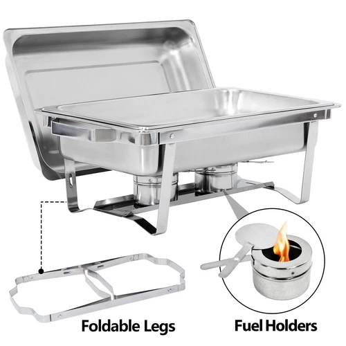 9L Rectangle Chafing Dish Stoves Food Warmer Stainless Steel Chafer For Buffet - Picture 5 of 16
