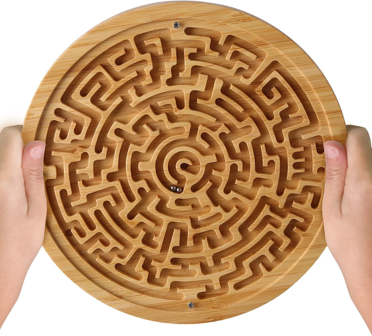 Round Wooden Labyrinth Board Game Marble Maze for Education and Fun Toddler Acti