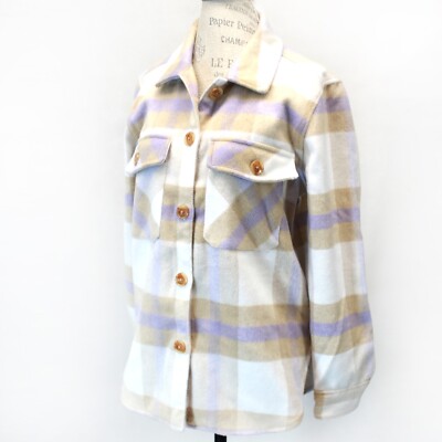 Blank NYC Women's Flannel Plaid Pockets Jacket Shirt Coat Small