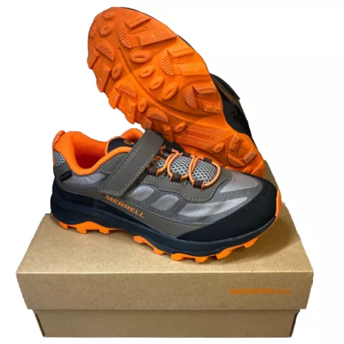 Merrell Moab Waterproof Hiking Shoes MK265210 Bungee Lace Orange Gray Kids 3M
