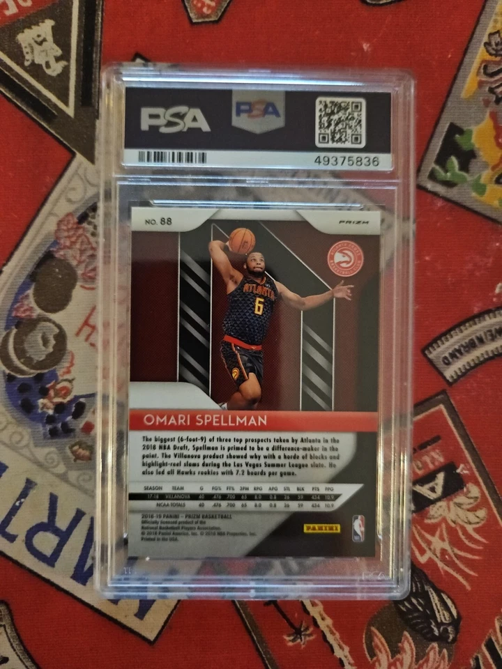 Omari Spellman 2018 Panini Silver Prizm RC PSA 9 Mint - Image 2 of 2