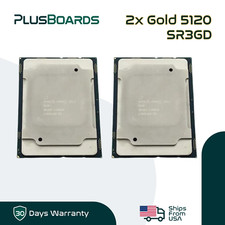 Lot of 2 Intel Xeon Gold 5120 2.2GHz 14 Core 19MB LGA 3647 CPU Server Processor