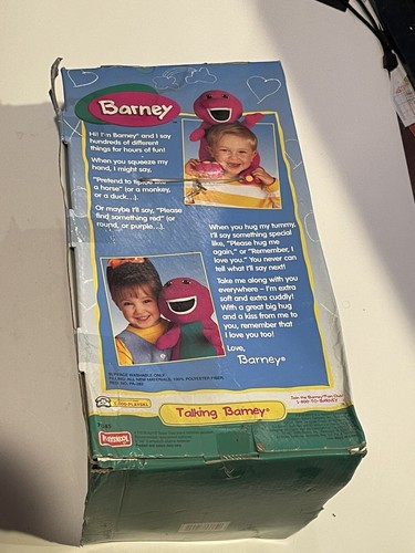 Vintage 1992 1996 Talking Barney Purple Dinosaur Plush 71245 Playskool NIB NOS - Picture 3 of 6