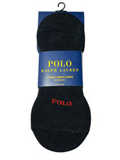 Polo Ralph Lauren Dress Liners Socks Men 6-12.5 Black 3 Pairs Non Slip Heel Logo
