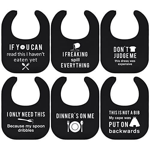6 Pcs Adult Bibs for Women Men Funny Adult Bibs Washable Waterproof