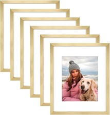 16x20" Gold Frames Set of 6 w/ Mat for 11x14 Photos Composite Wood, Plexiglass