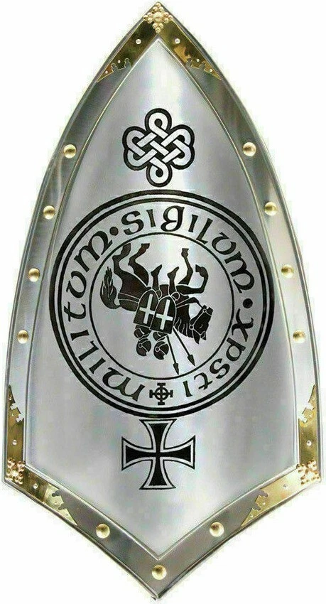 Medieval Templar Crusader Armor Cross Shield Made From Steel, Brass - Image 2 of 2